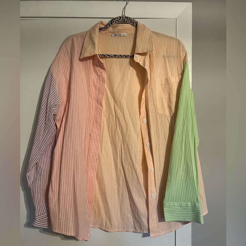 Cupshe Pastel Striped Button Down Shirt